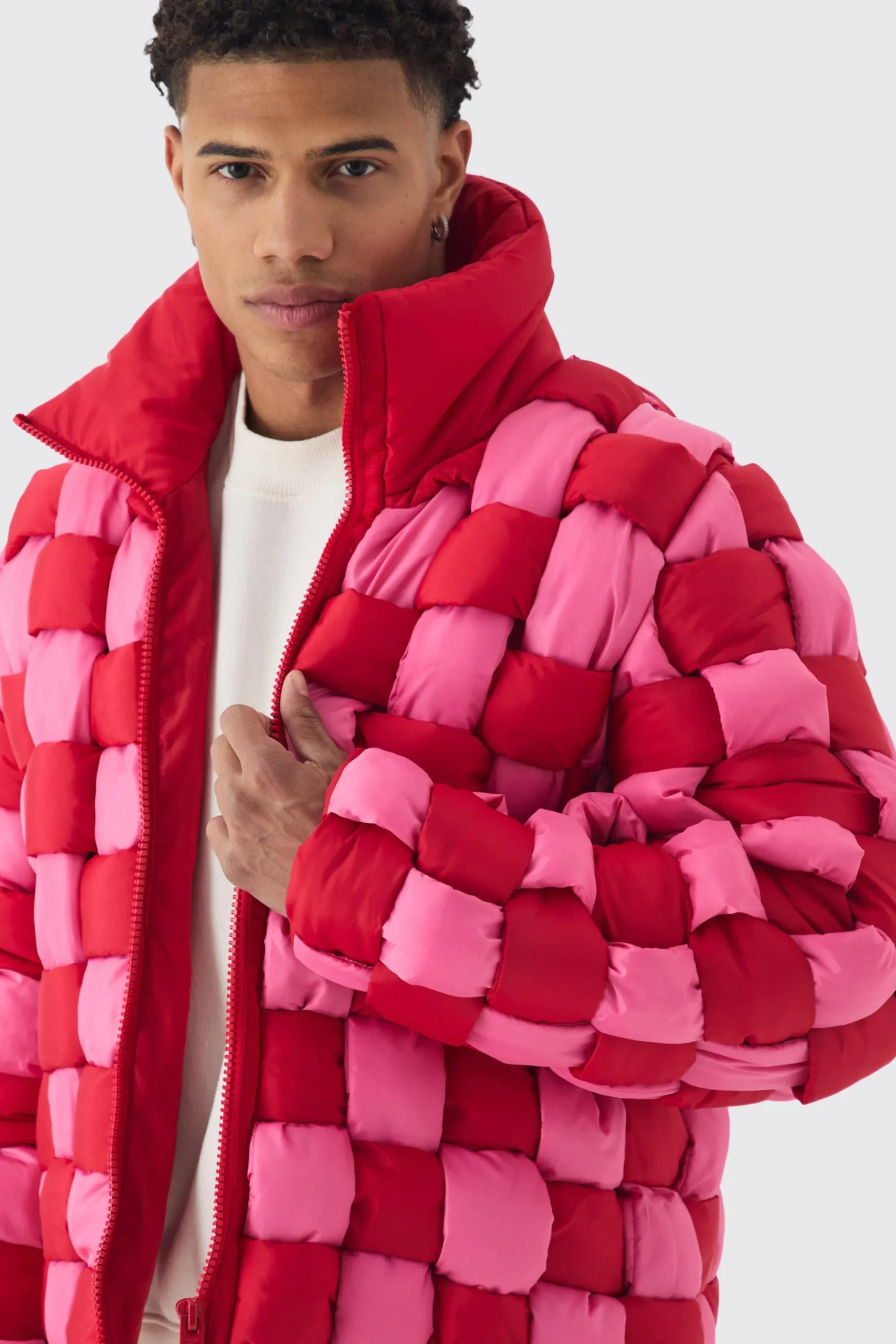 Contrast Hand Weft Padded Puffer | BoohooMAN UK