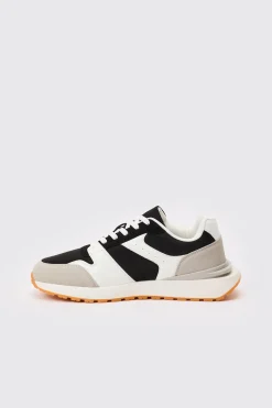 Contrast Panel Chunky Sole Trainer In Light Grey | BoohooMAN UK