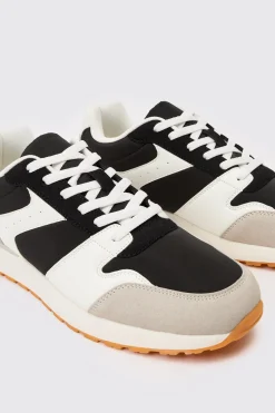 Contrast Panel Chunky Sole Trainer In Light Grey | BoohooMAN UK