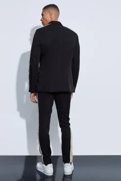 Contrast Panel Double Breasted Relaxed Fit Suit | BoohooMAN UK