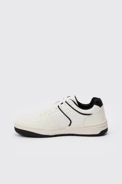 Contrast Piping Chunky Trainer In Black | BoohooMAN UK
