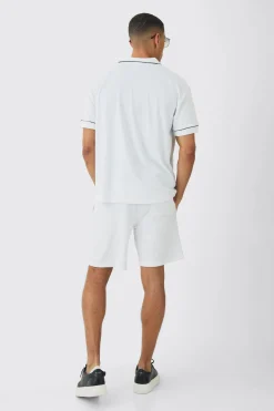 Contrast Piping Towelling Shirt | BoohooMAN UK