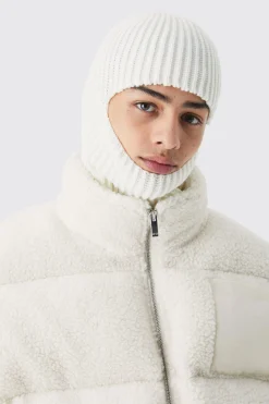 Contrast Rib Knitted Hood | BoohooMAN UK