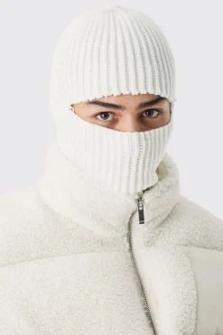 Contrast Rib Knitted Hood | BoohooMAN UK