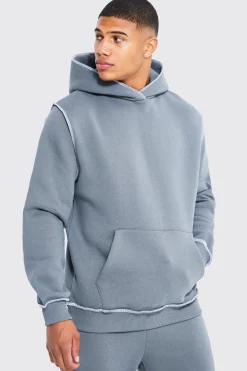 Contrast Stitch Detail Hoodie | BoohooMAN UK