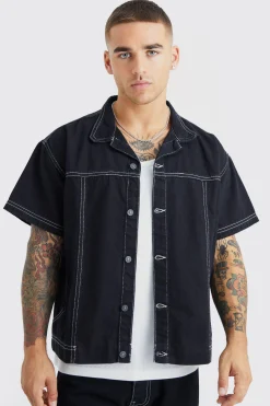 Contrast Stitch Shirt And Jeans Set | BoohooMAN UK