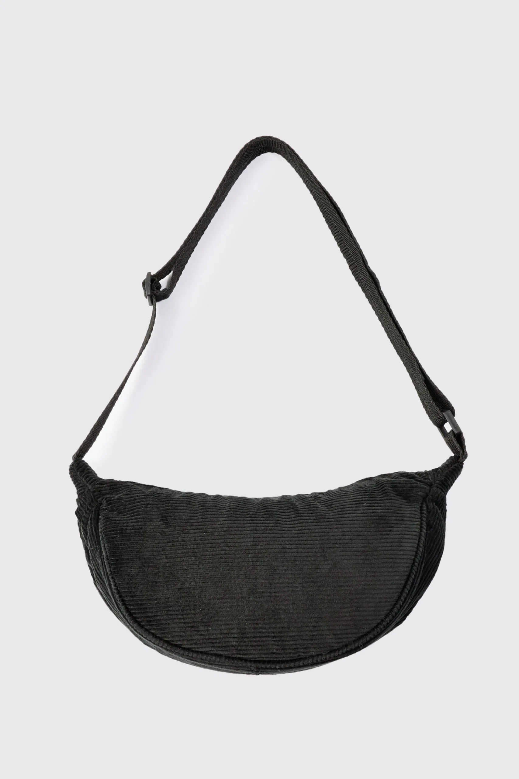 Cord Cross Body Sling Bag In Black | BoohooMAN UK