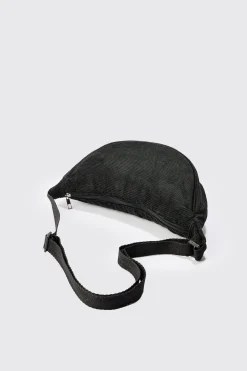 Cord Cross Body Sling Bag In Black | BoohooMAN UK