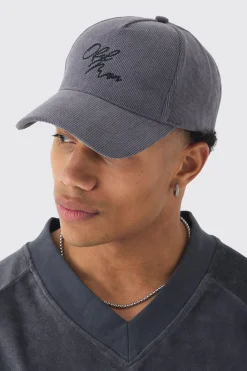 Cord Ofcl Man Embroidered Cap In Grey | BoohooMAN UK