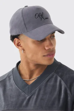 Cord Ofcl Man Embroidered Cap In Grey | BoohooMAN UK