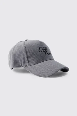 Cord Ofcl Man Embroidered Cap In Grey | BoohooMAN UK