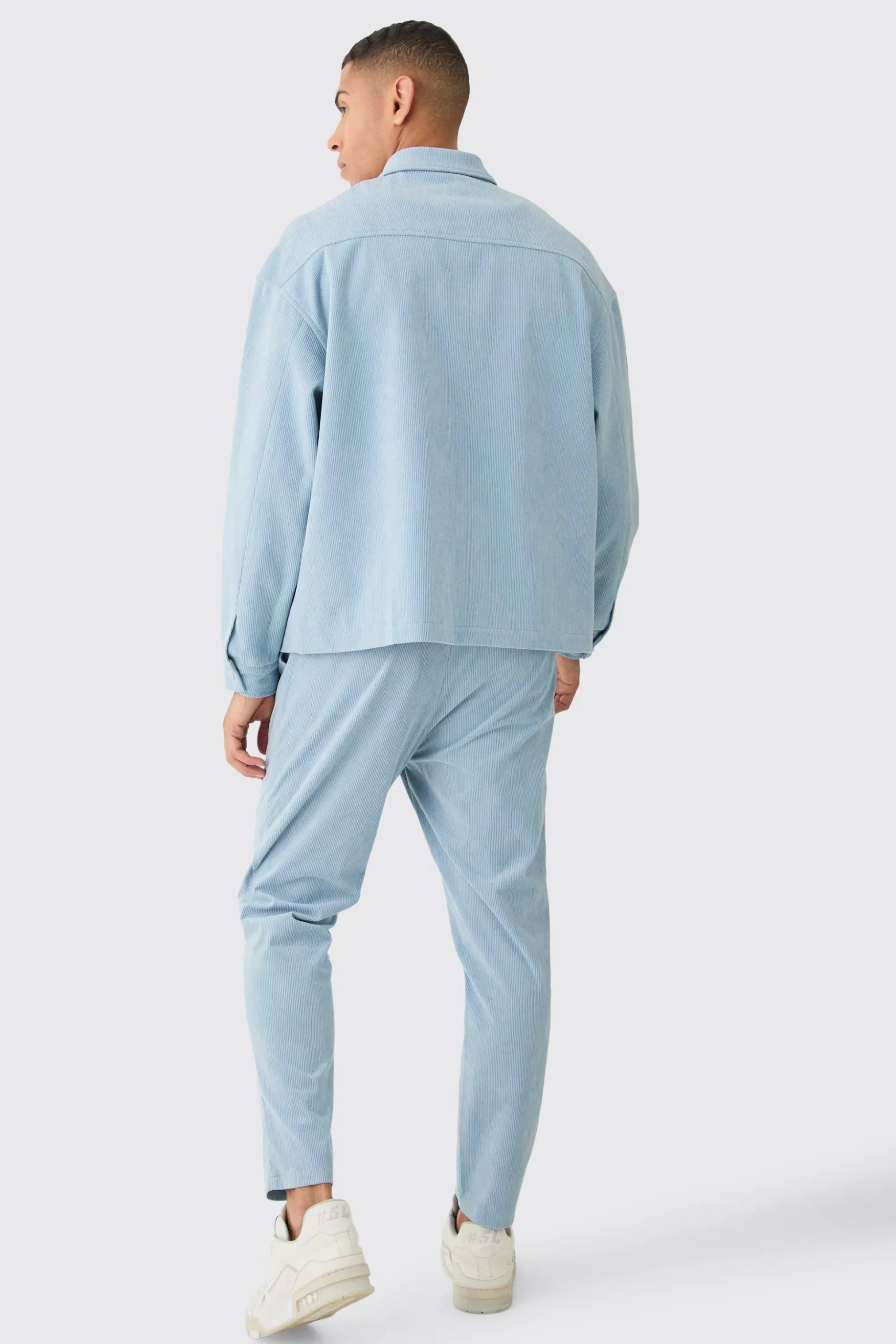 Corduroy Boxy Fit Zip Up Harrington Jacket | BoohooMAN UK