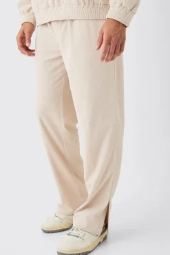 Corduroy Elasticated Waist Split Hem Trousers | BoohooMAN UK