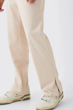 Corduroy Elasticated Waist Split Hem Trousers | BoohooMAN UK