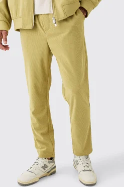 Corduroy Elasticated Waist Tapered Trousers | BoohooMAN UK