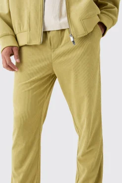 Corduroy Elasticated Waist Tapered Trousers | BoohooMAN UK