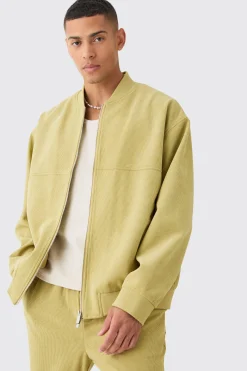 Corduroy Oversized Bomber Jacket | BoohooMAN UK
