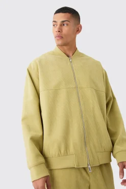 Corduroy Oversized Bomber Jacket | BoohooMAN UK