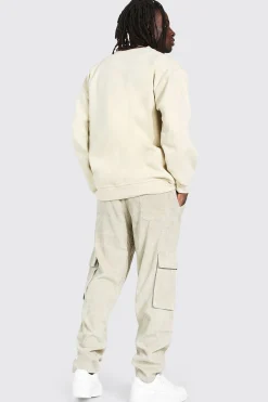 Corduroy Straight Leg Cargo Trouser | BoohooMAN UK