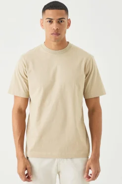 Core Heavy Jacqaurd Neck T-shirt | BoohooMAN UK