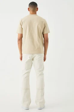 Core Heavy Jacqaurd Neck T-shirt | BoohooMAN UK