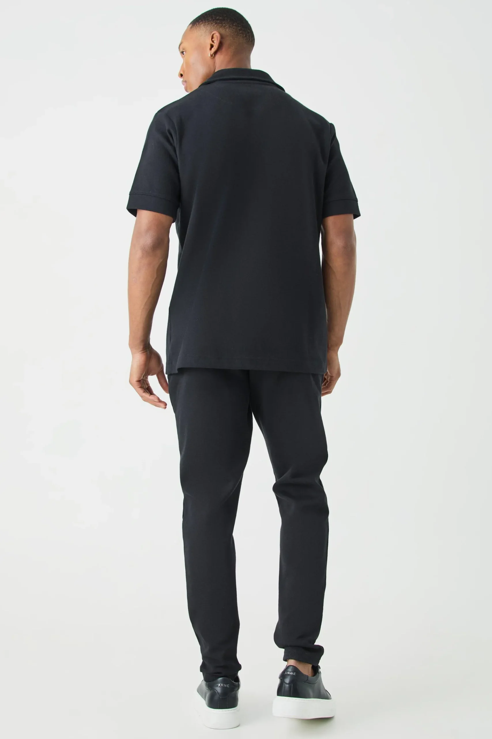 Core Revere Polo & Taper Jogger Interlock Set | BoohooMAN UK