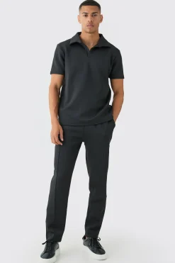 Core Revere Scuba Polo & Jogger Set | BoohooMAN UK
