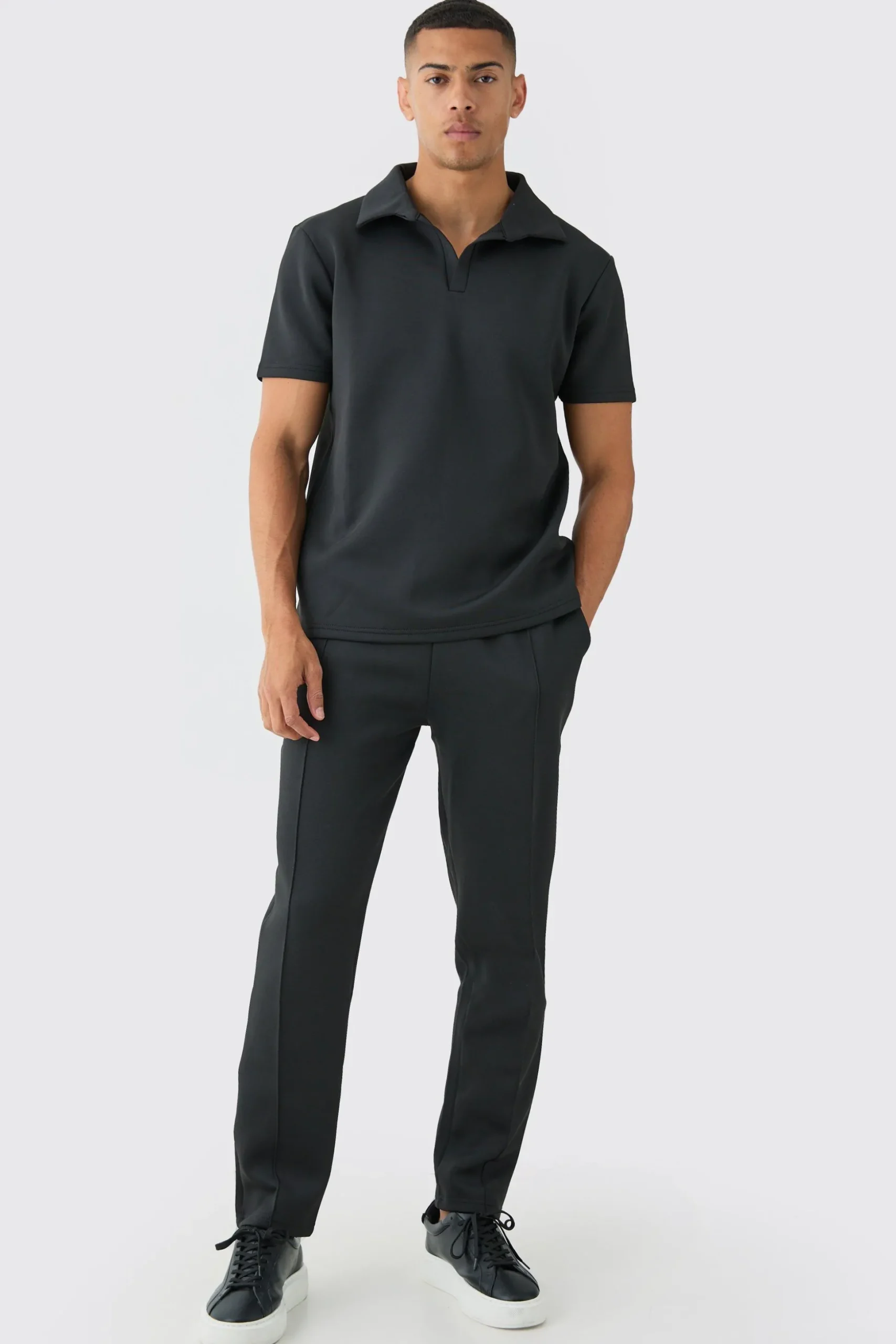 Core Revere Scuba Polo & Jogger Set | BoohooMAN UK