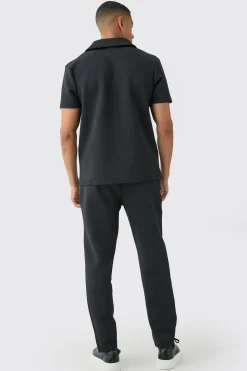 Core Revere Scuba Polo & Jogger Set | BoohooMAN UK
