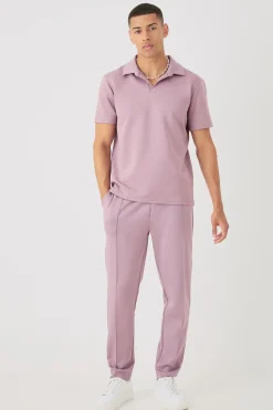 Core Revere Scuba Polo & Jogger Set | BoohooMAN UK