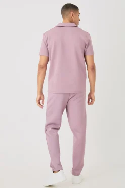 Core Revere Scuba Polo & Jogger Set | BoohooMAN UK