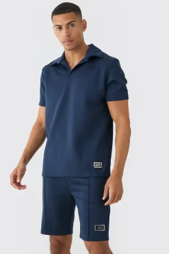 Core Revere Scuba Polo & Short Set | BoohooMAN UK