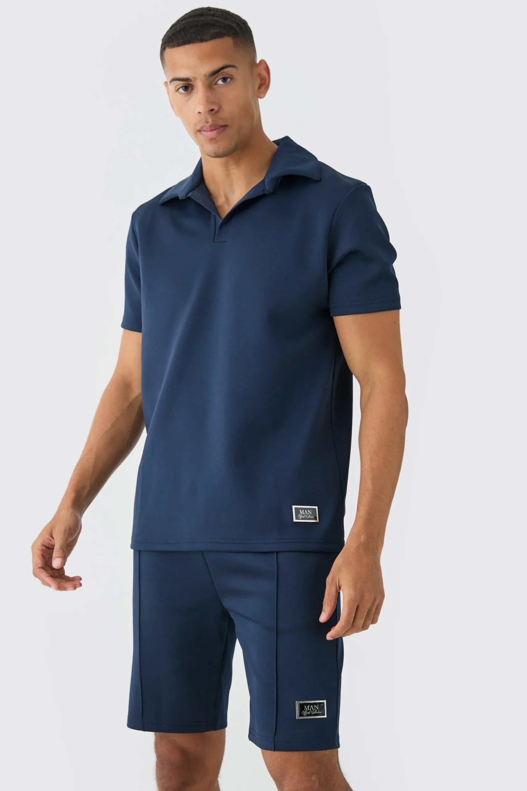 Core Revere Scuba Polo & Short Set | BoohooMAN UK