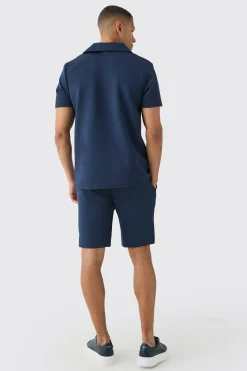 Core Revere Scuba Polo & Short Set | BoohooMAN UK