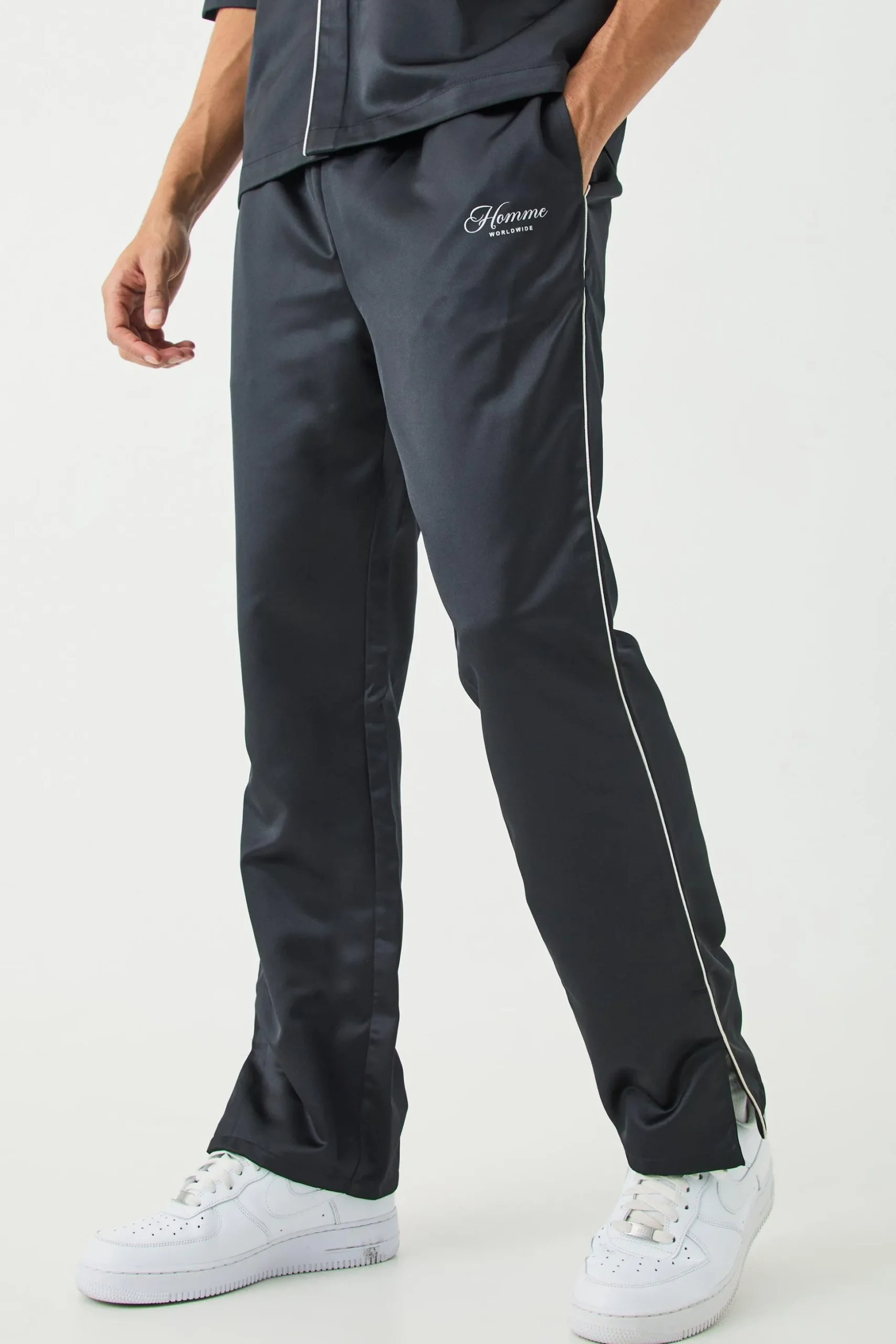 Core Split Hem Satin Trouser | BoohooMAN UK