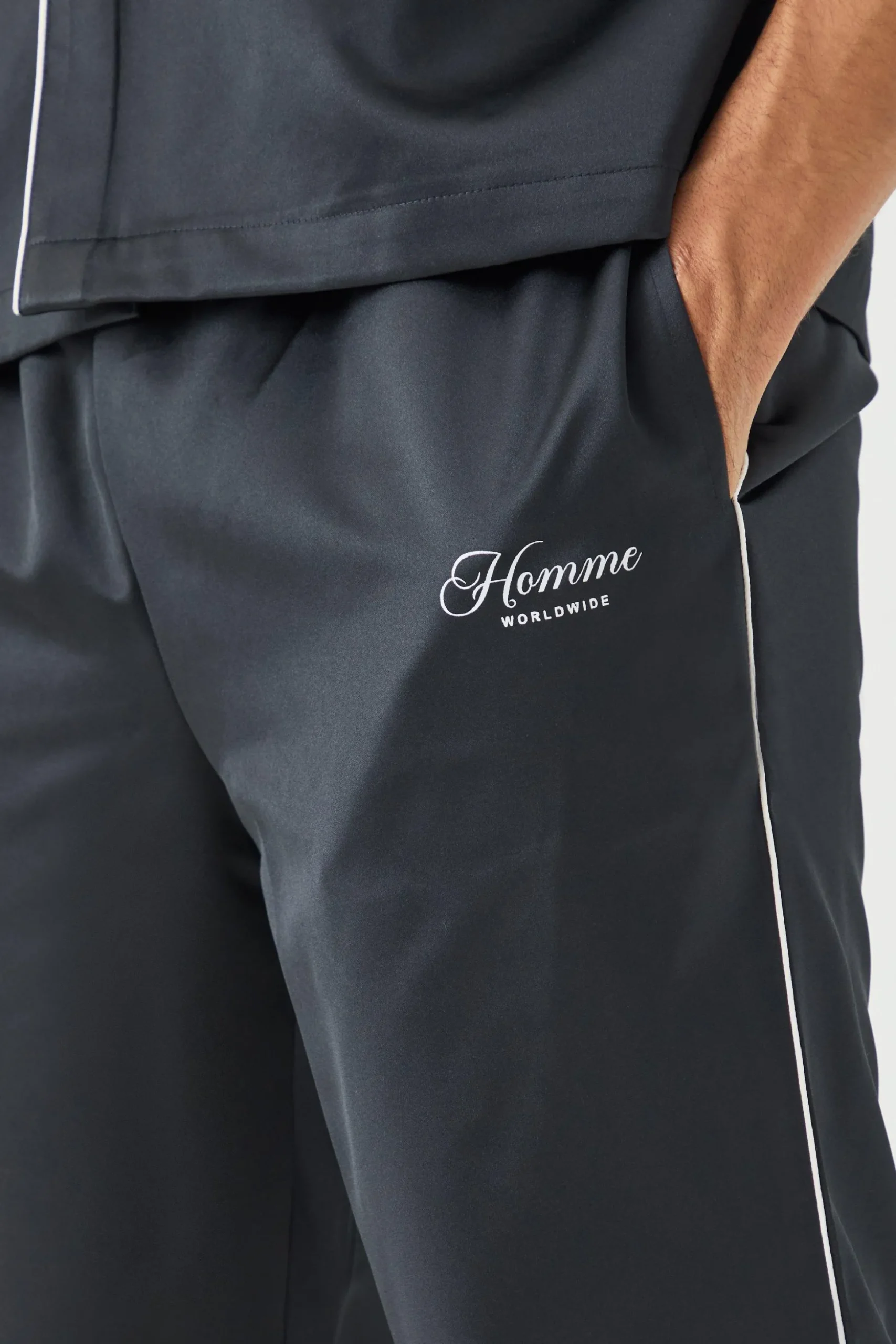 Core Split Hem Satin Trouser | BoohooMAN UK