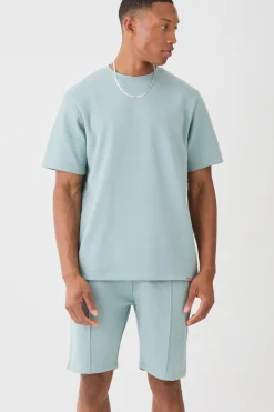 Core T-shirt & Short Interlock Set | BoohooMAN UK