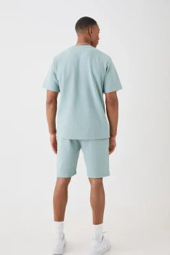 Core T-shirt & Short Interlock Set | BoohooMAN UK