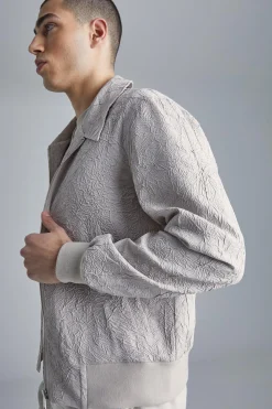 Crinkle Fabric Collared Bomber | BoohooMAN UK