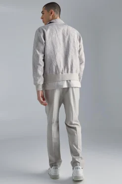 Crinkle Fabric Collared Bomber | BoohooMAN UK