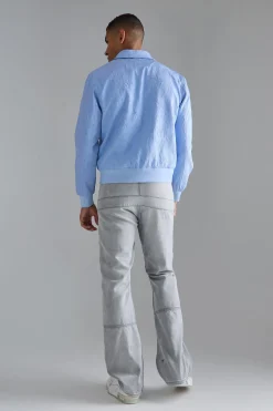 Crinkle Fabric Collared Bomber | BoohooMAN UK