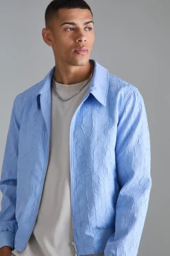Crinkle Fabric Collared Bomber | BoohooMAN UK