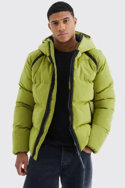 Crinkle Hooded Puffer | BoohooMAN UK
