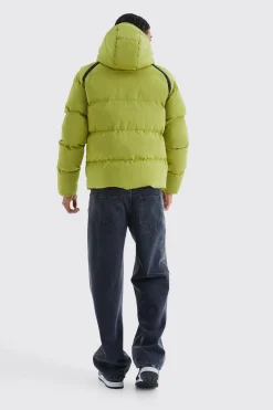 Crinkle Hooded Puffer | BoohooMAN UK