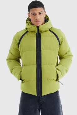 Crinkle Hooded Puffer | BoohooMAN UK