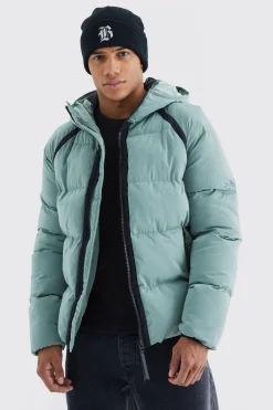 Crinkle Hooded Puffer | BoohooMAN UK