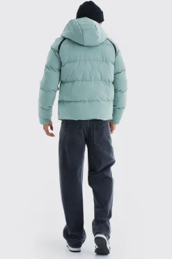 Crinkle Hooded Puffer | BoohooMAN UK