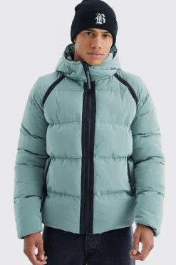 Crinkle Hooded Puffer | BoohooMAN UK