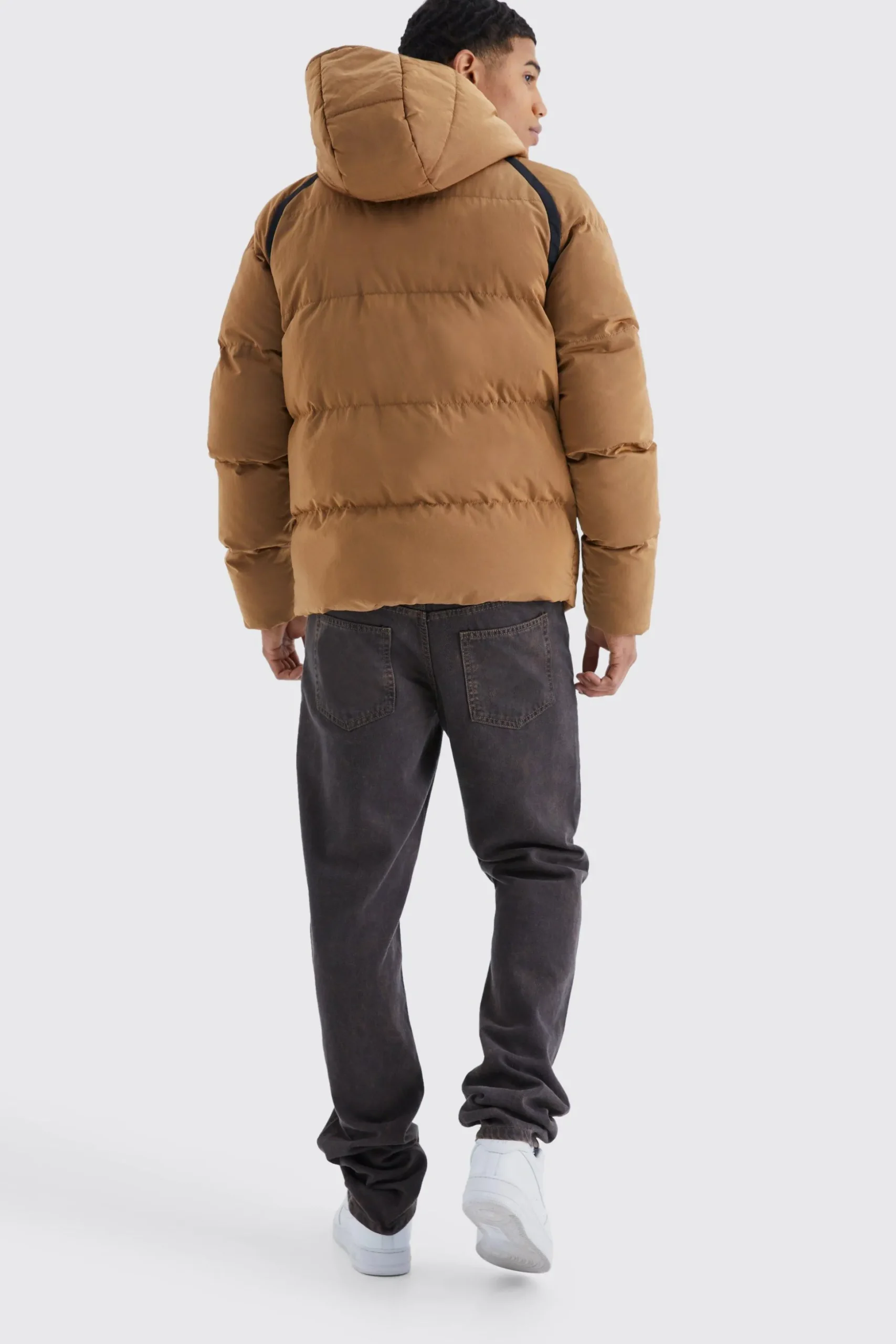 Crinkle Hooded Puffer | BoohooMAN UK