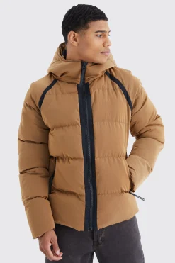 Crinkle Hooded Puffer | BoohooMAN UK
